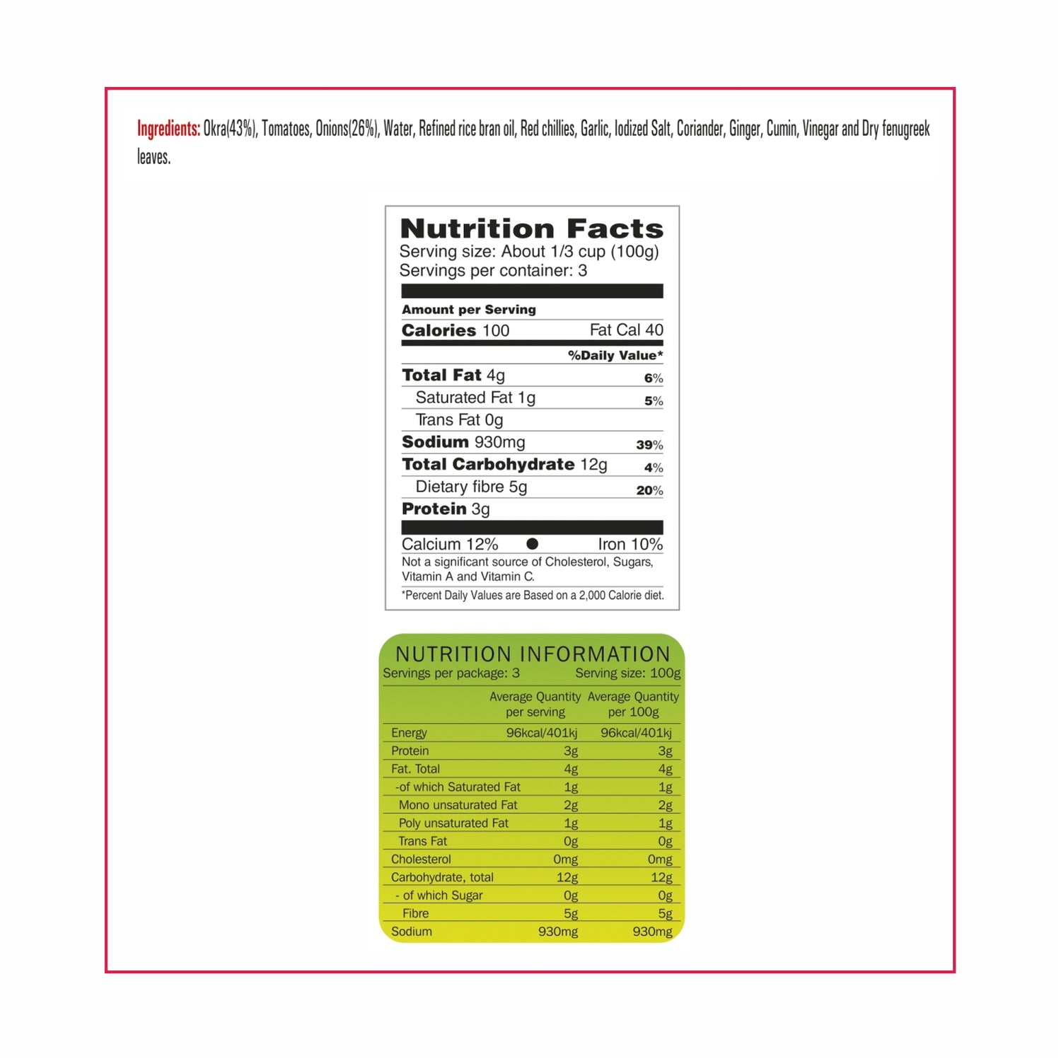 Ready To Eat Bhindi Do Piaza 300g