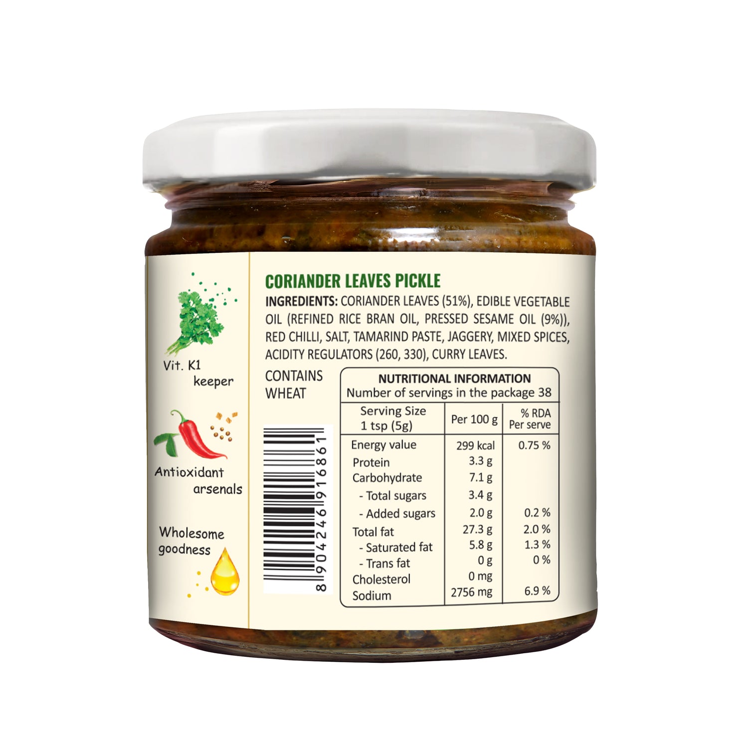 Low Salt Coriander Leaves Pickle 190g