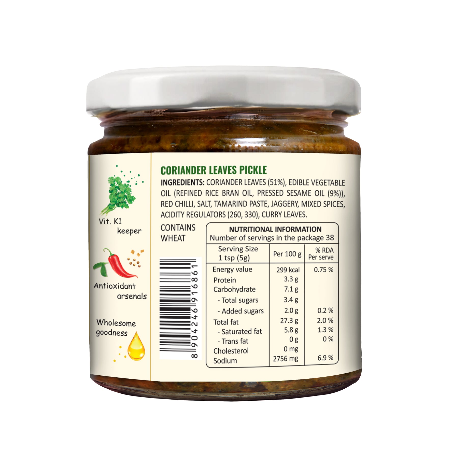 Low Salt Coriander Leaves Pickle 190g