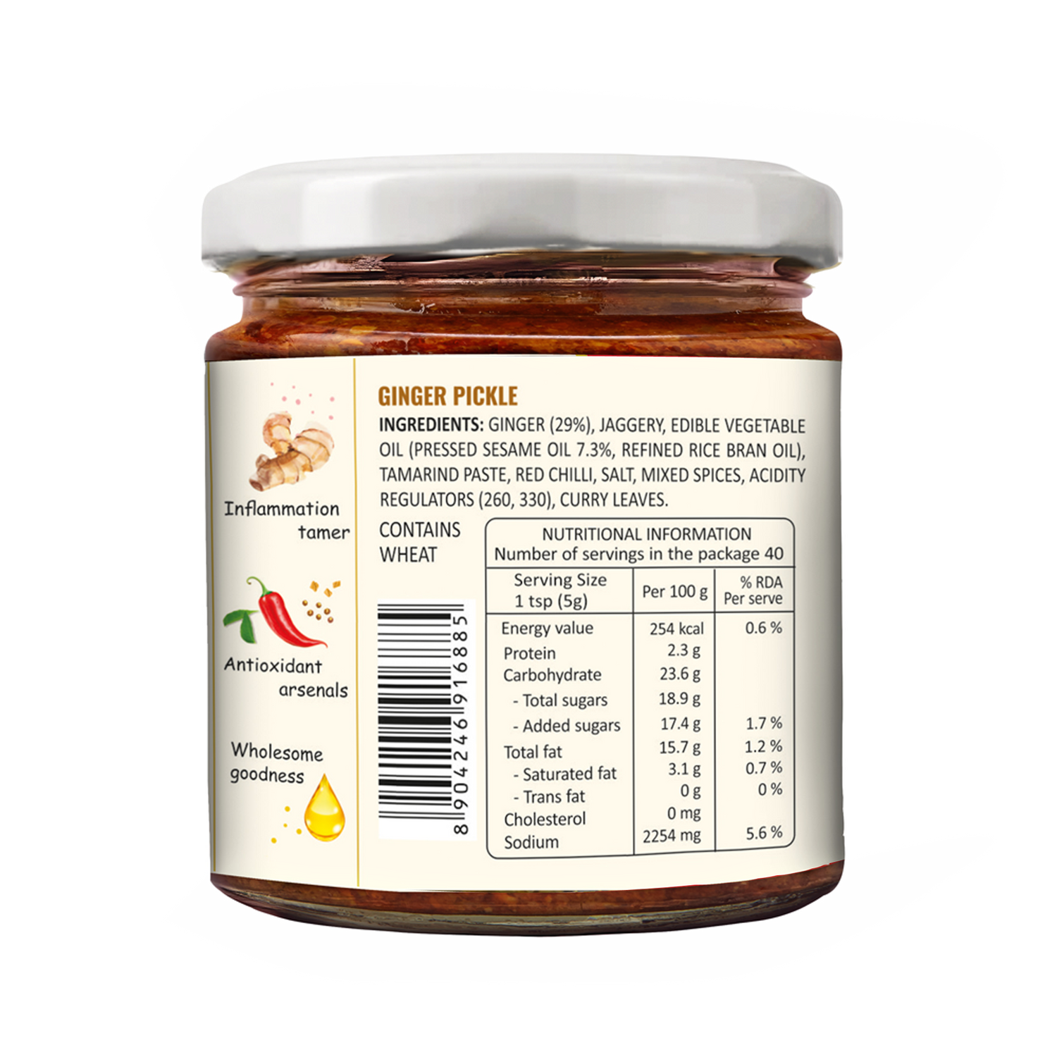 Low Salt Ginger Pickle 200g back