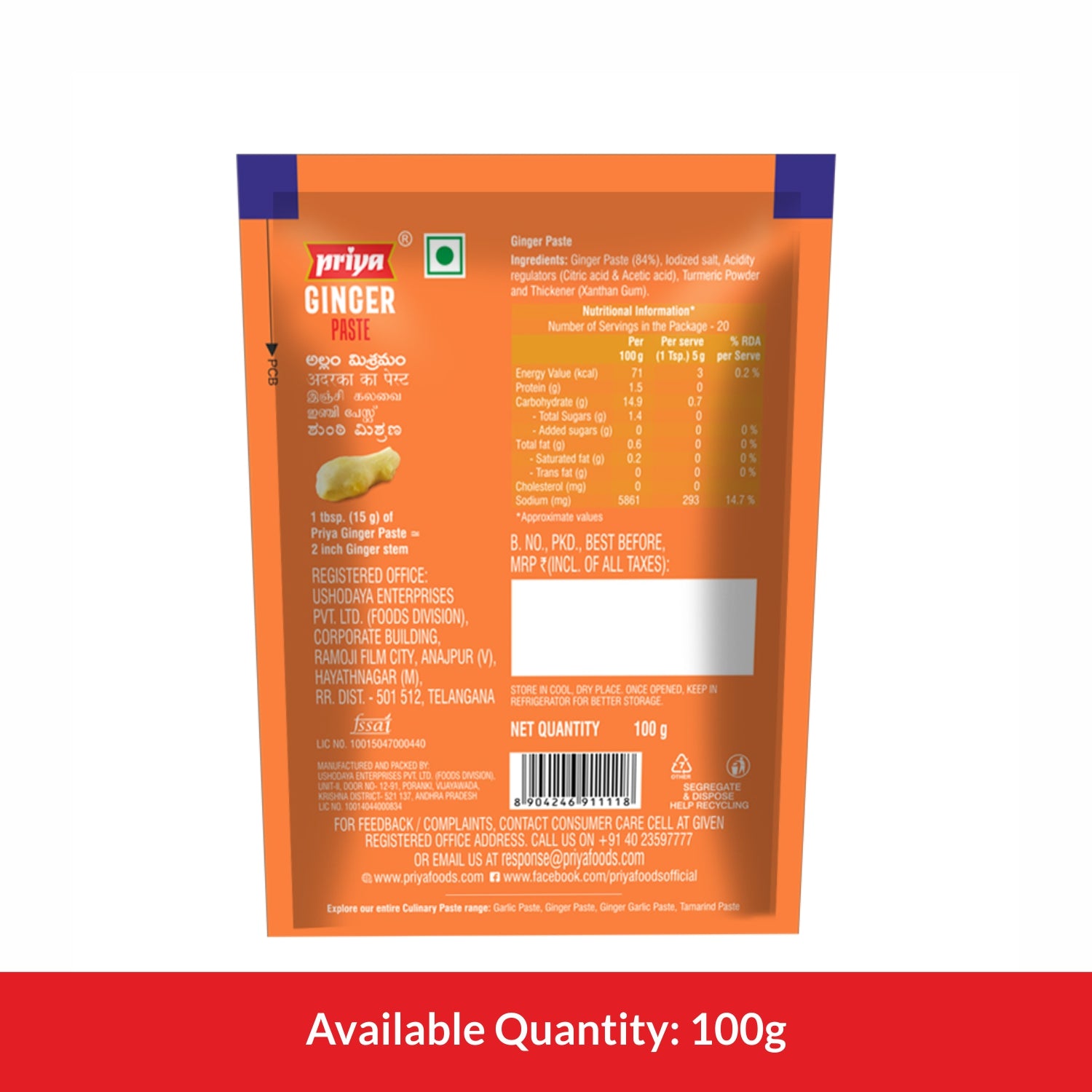 Ginger Paste 100g(Pack of 2)