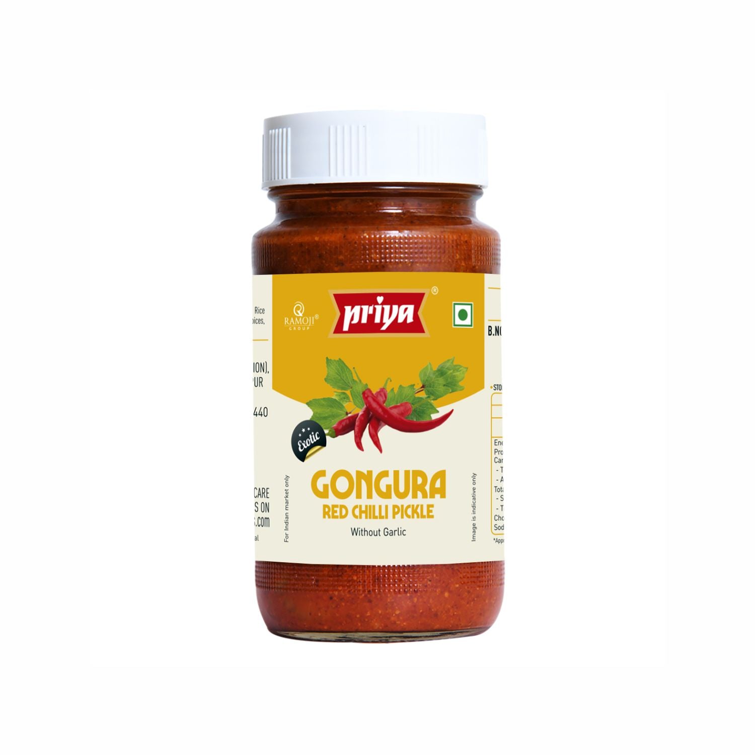 Gongura Red Chilli Pickle Without Garlic 300g