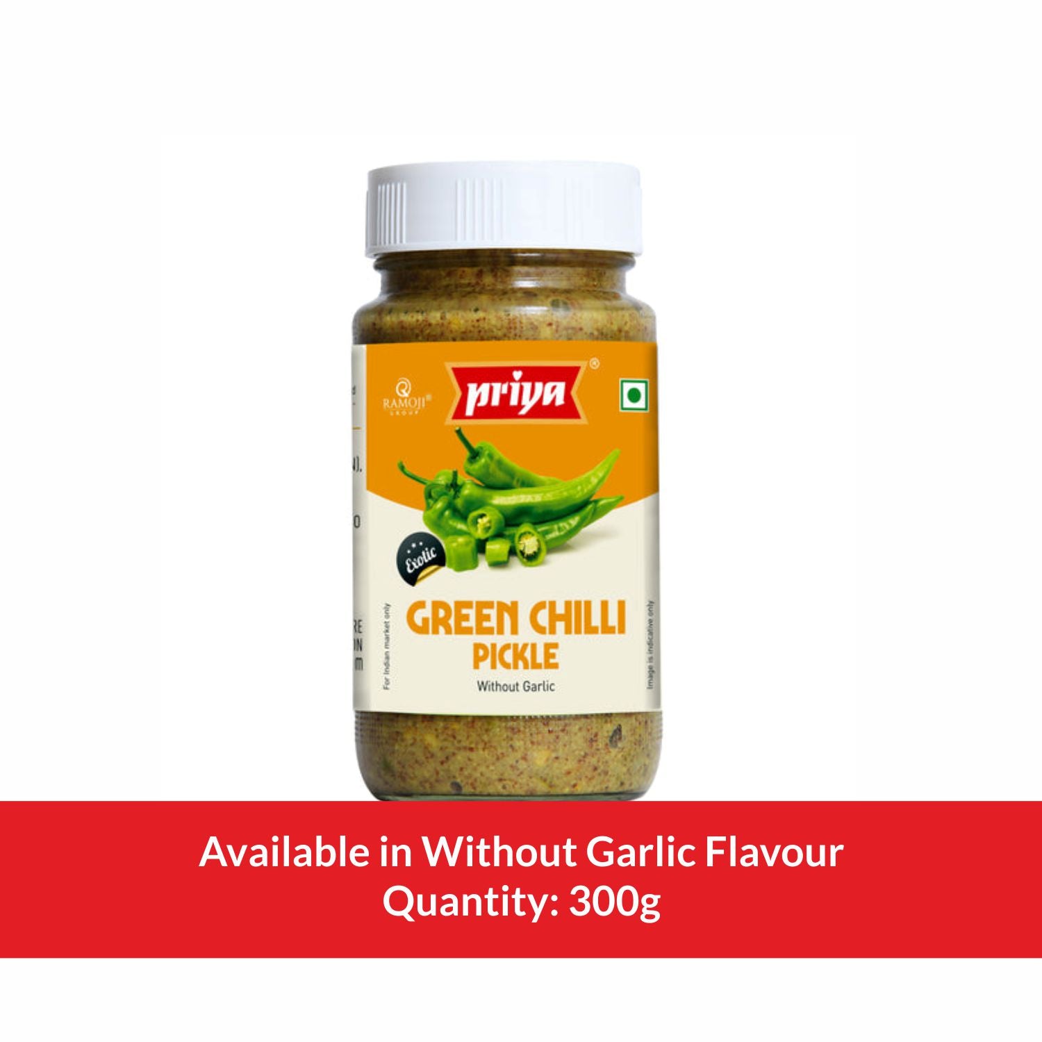 Green Chilli (Sliced) Pickle Without  Garlic 300g