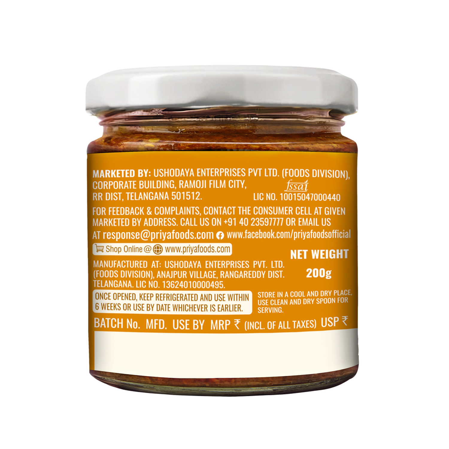 Low Salt Lemon Pickle 200g back 