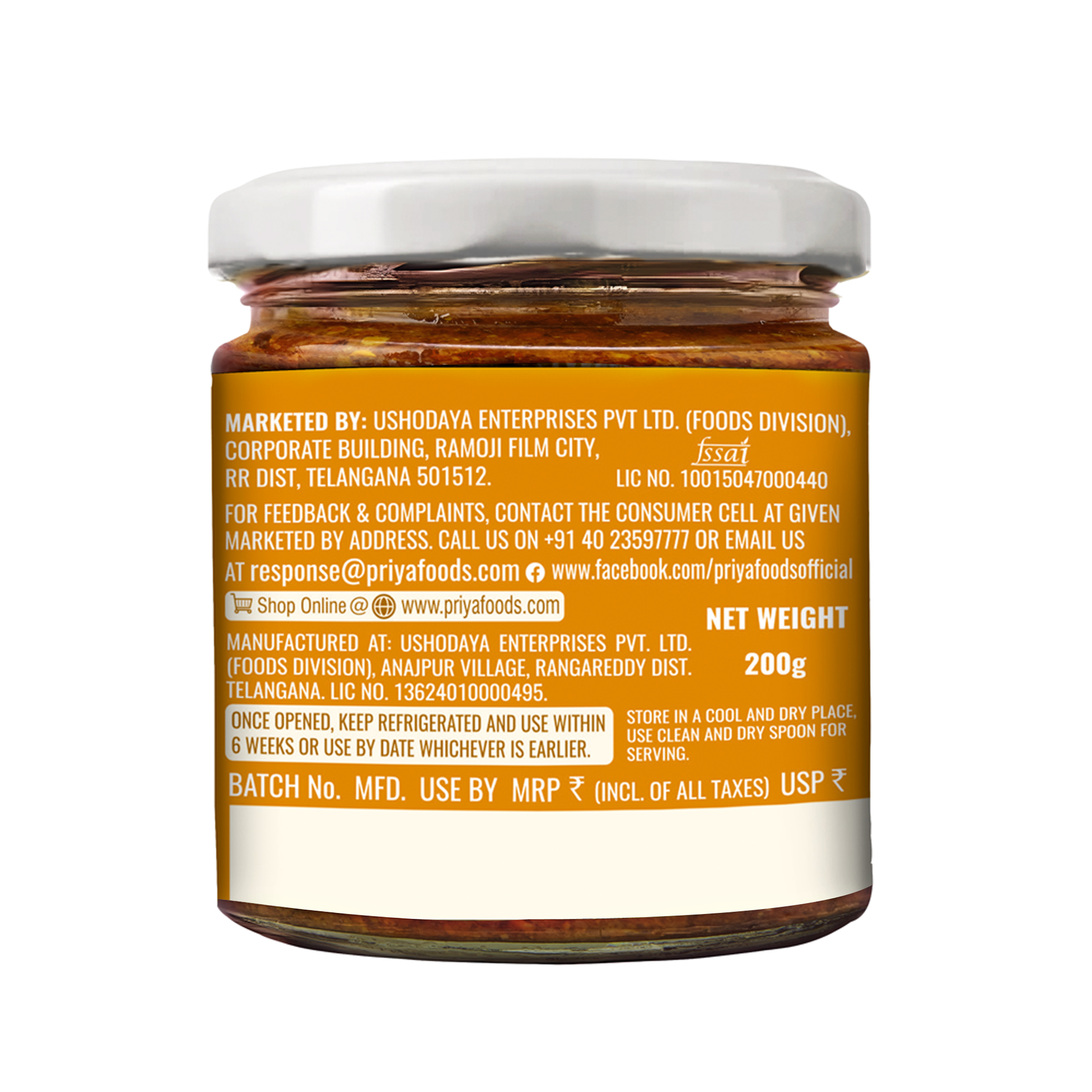 Low Salt Lemon Pickle 200g back 