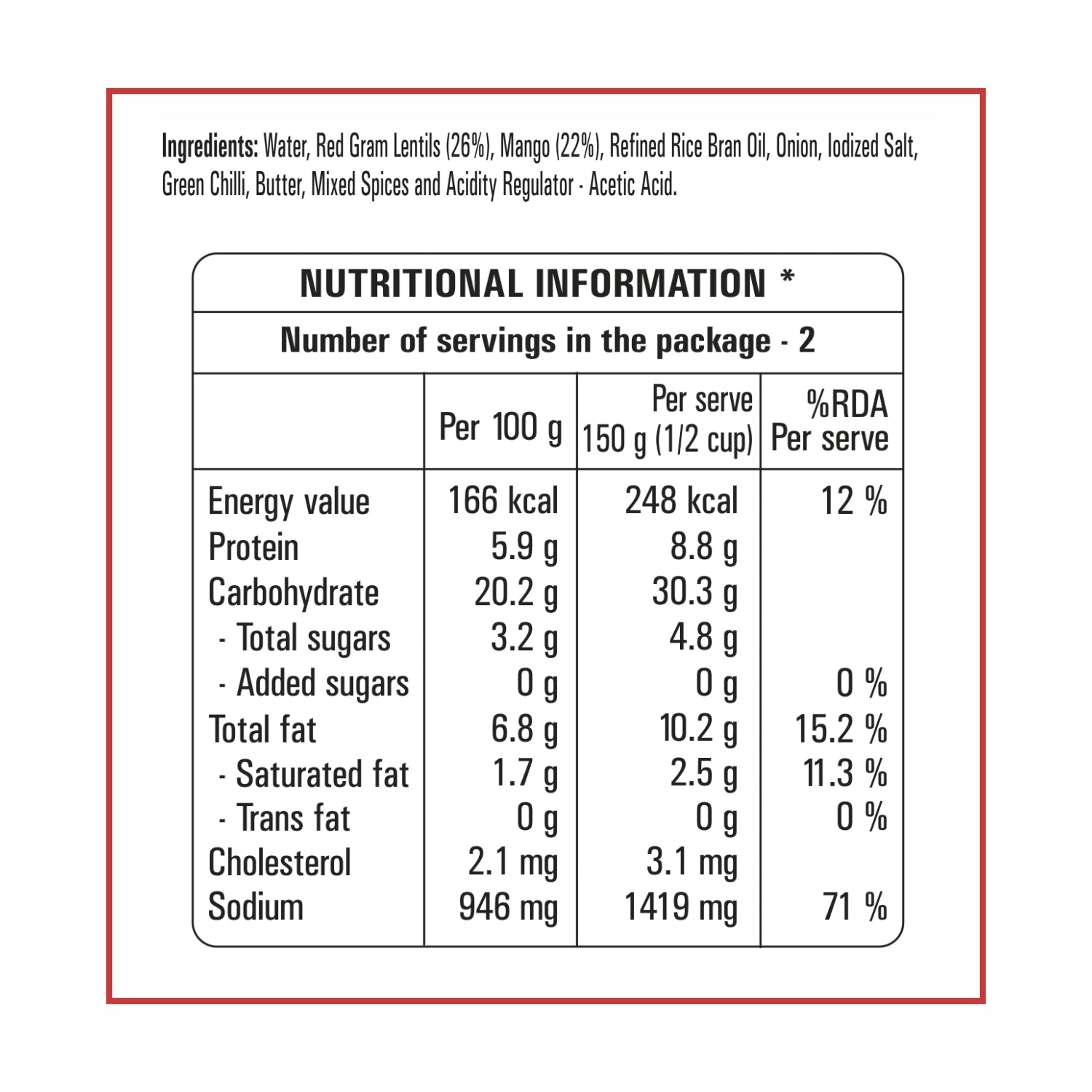 Ready To Eat Mango Dal 300g