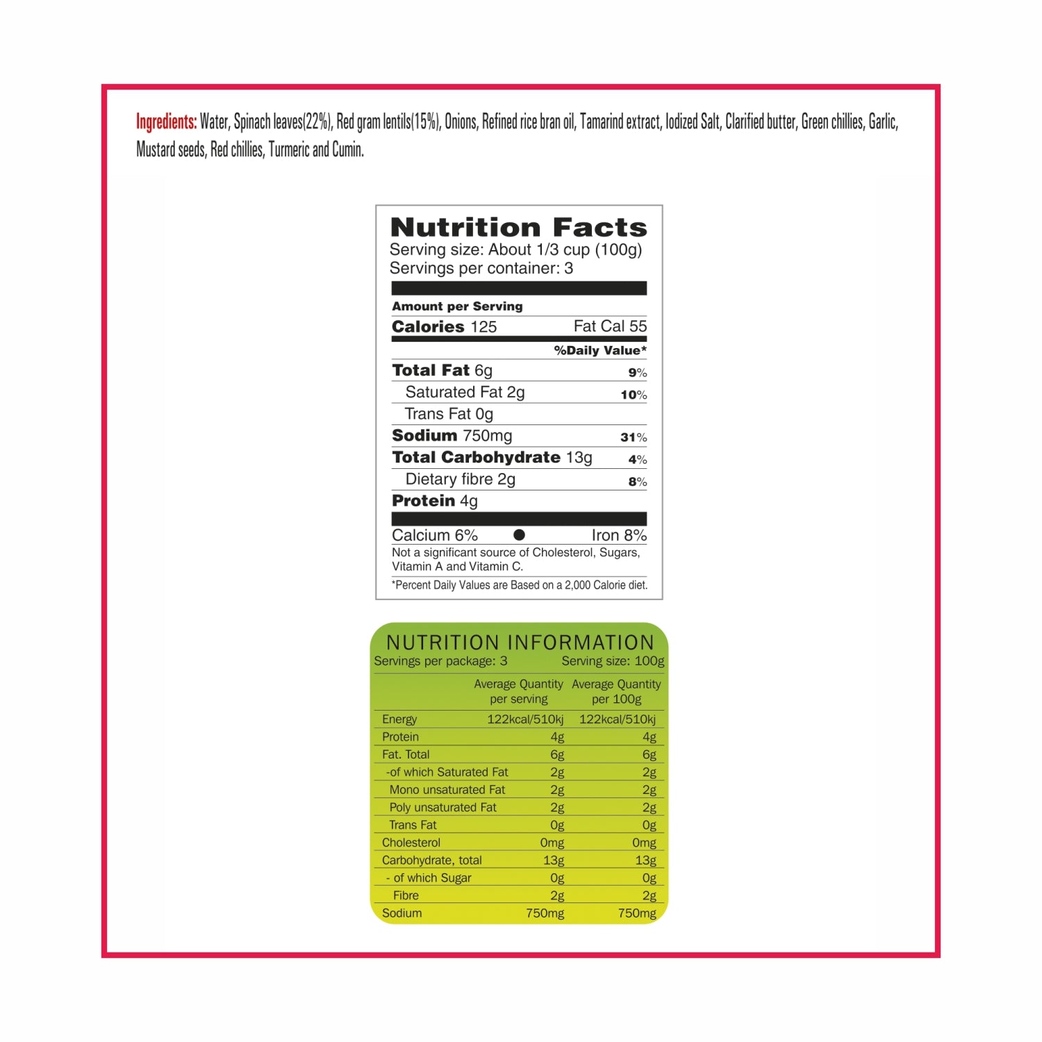 Ready To Eat Palak Dal 300g