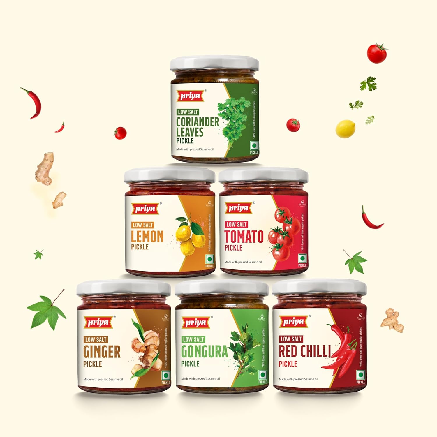 Priya Low Salt Pickle Combo Pack of 6