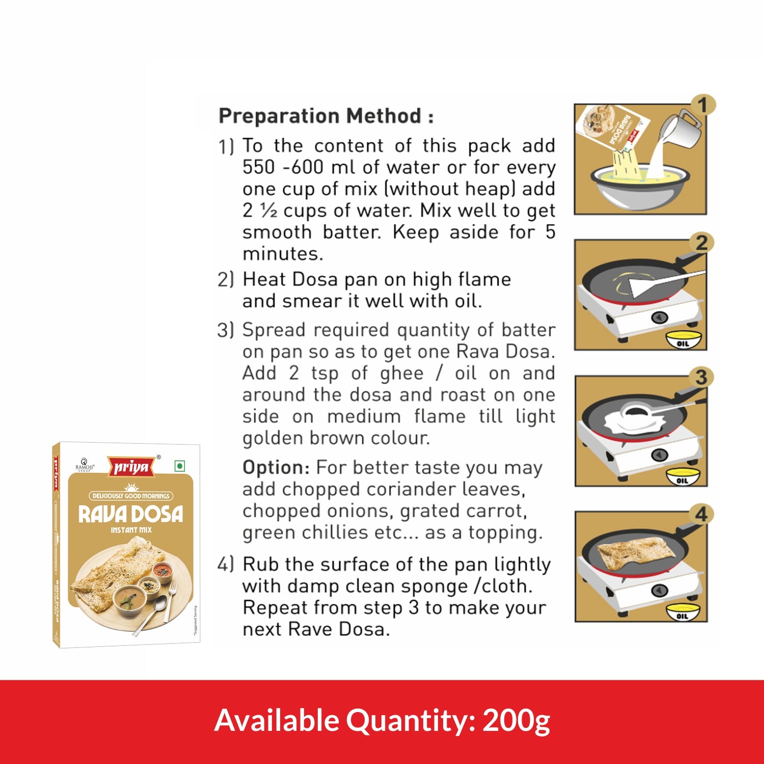 Instant Rava Dosa Mix - 200g