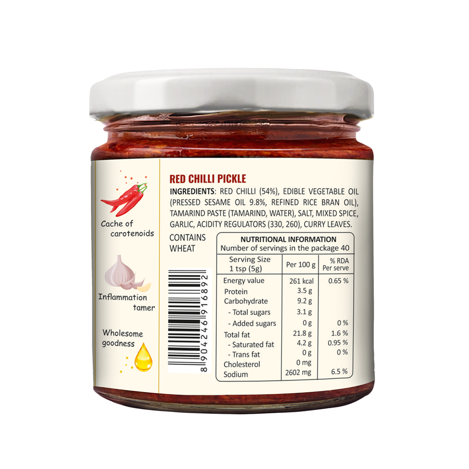 Low Salt Red Chilli Pickle 200g -3