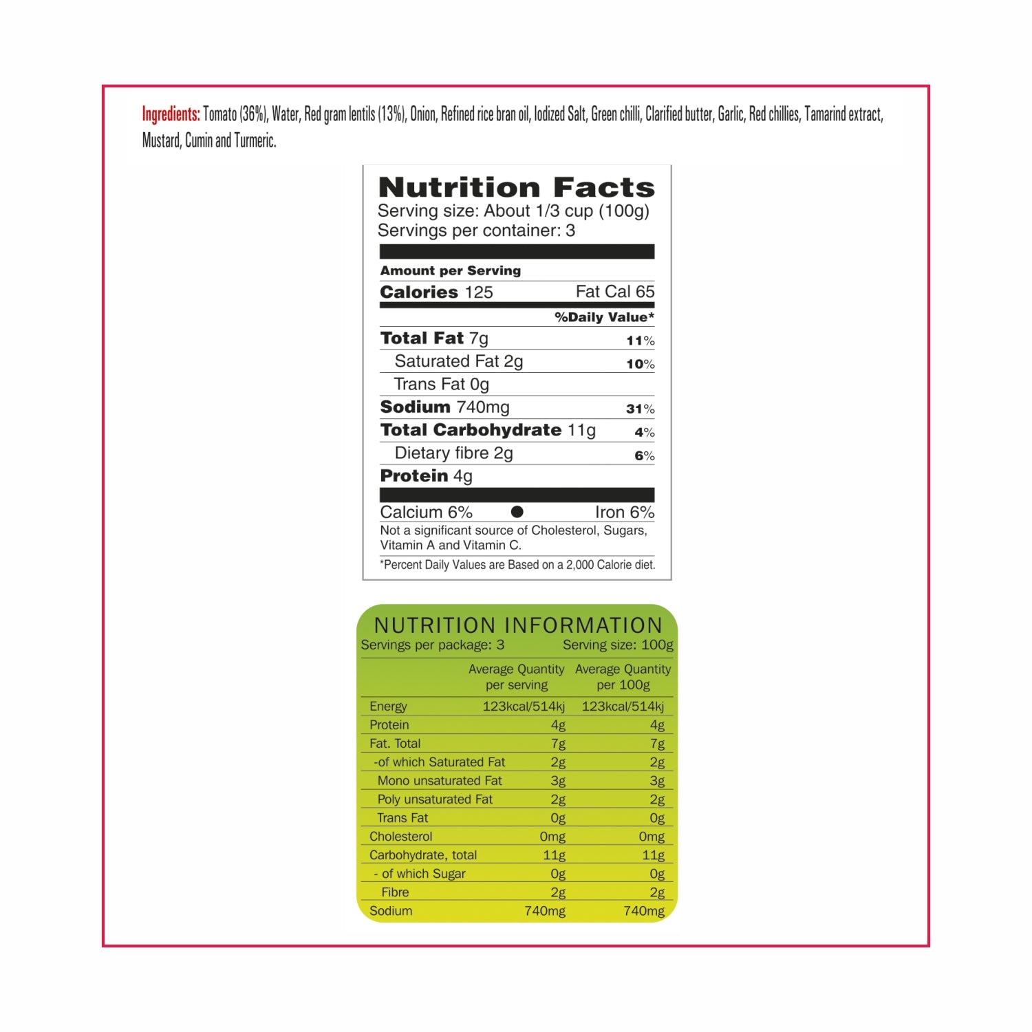 Ready To Eat Tomato Dal 300g