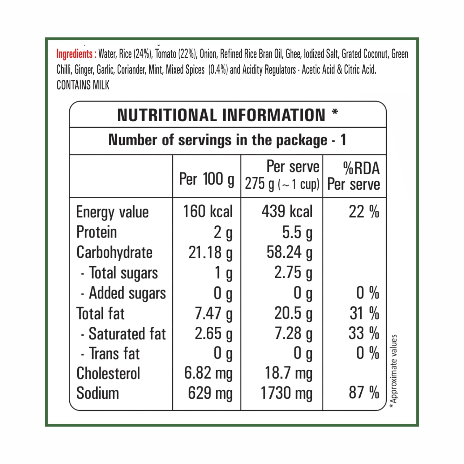 Ready To Eat Tomato Rice  275g