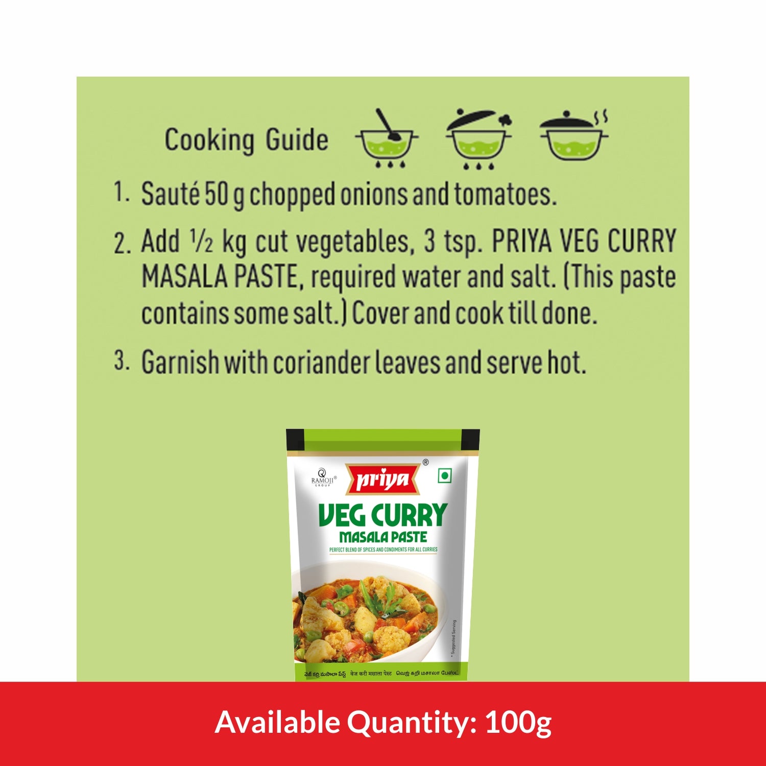 Veg Curry Masala Paste - 100g(Pack of 2)