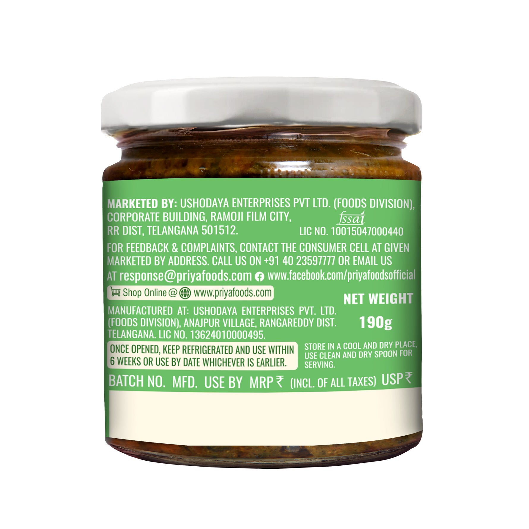 Low Salt Gongura Pickle 190g back