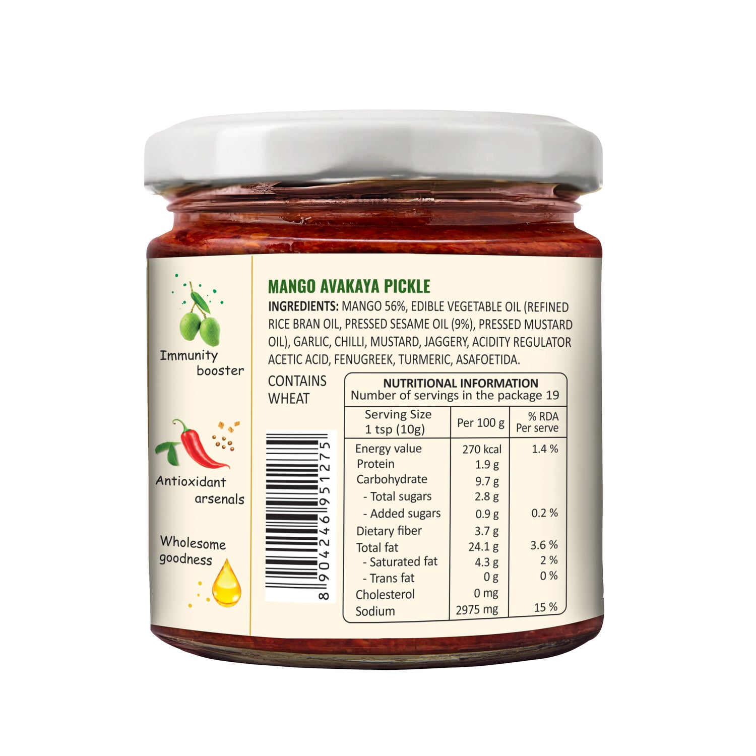 Low Salt Mango Avakaya Pickle 190g