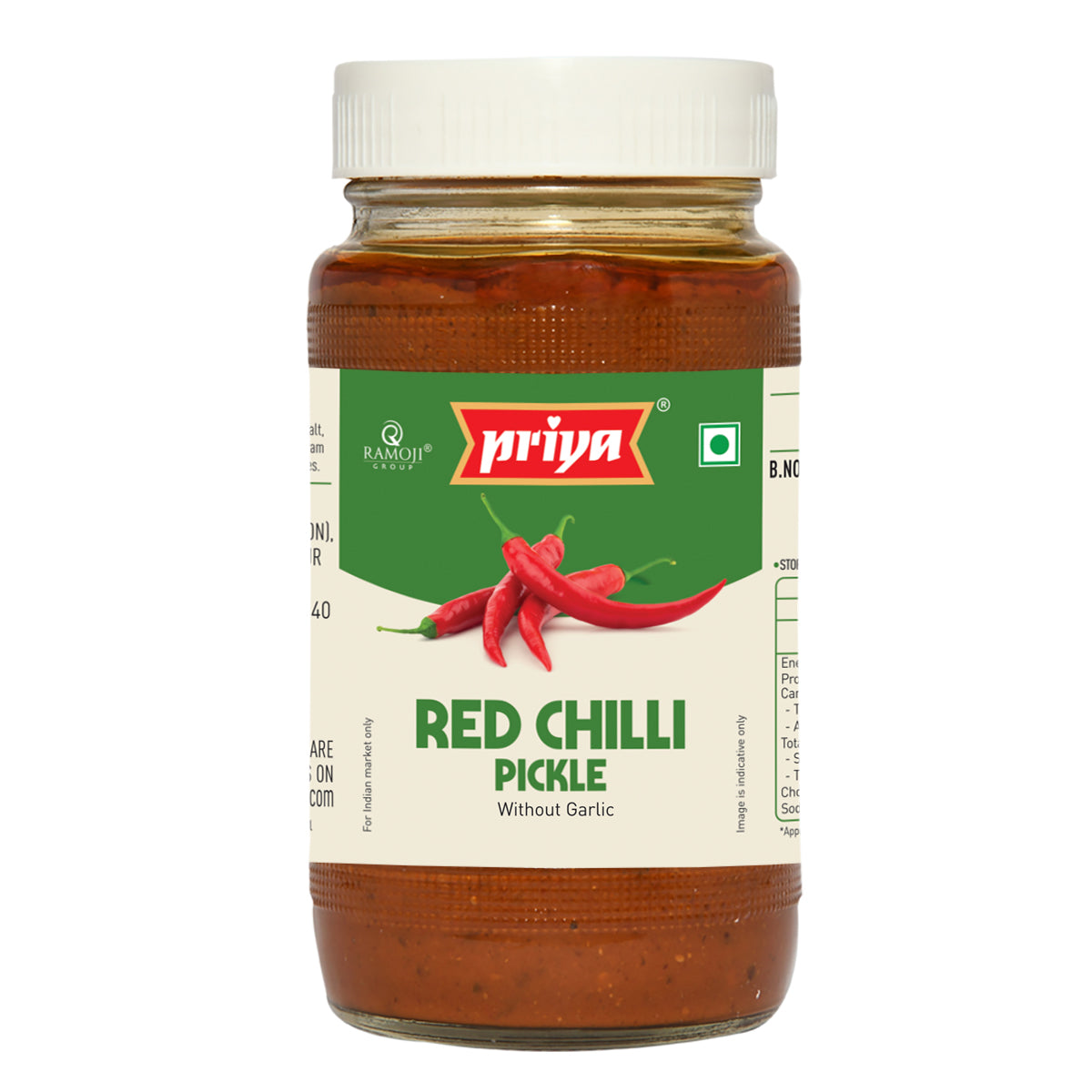 priya Red Chilli Pickle without garlic